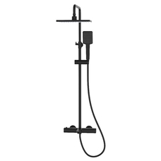 BILOVEC BM система душевая (смеситель-термостат для ванны, верхний и ручной душ, шланг полимер), черный матовый