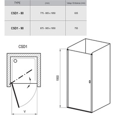 CSD1-80 bright alu (Transparent) Душевые двери