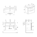 SELNOVA Square комплект: умывальник встроенный Slim Rim, с тумбой 78,8*50,2см, с 2мя ящиками, цвет тёмный орех