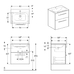 SELNOVA Square комплект: умывальник встроенный Slim Rim, с тумбой 58,8*50,2см, с 2мя ящиками, цвет белый глянец
