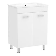 MARO комплект мебели 60см белый: тумба напольная, 2 дверцы + умывальник накладной арт 13-01-395
