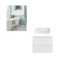 Комплект мебели для ванной Qtap тумба + раковина + зеркало QT044VI43005