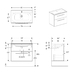 SELNOVA Square комплект: умывальник встроенный Slim Rim, с тумбой 78,8*50,2см, с 2мя ящиками, цвет белый глянец